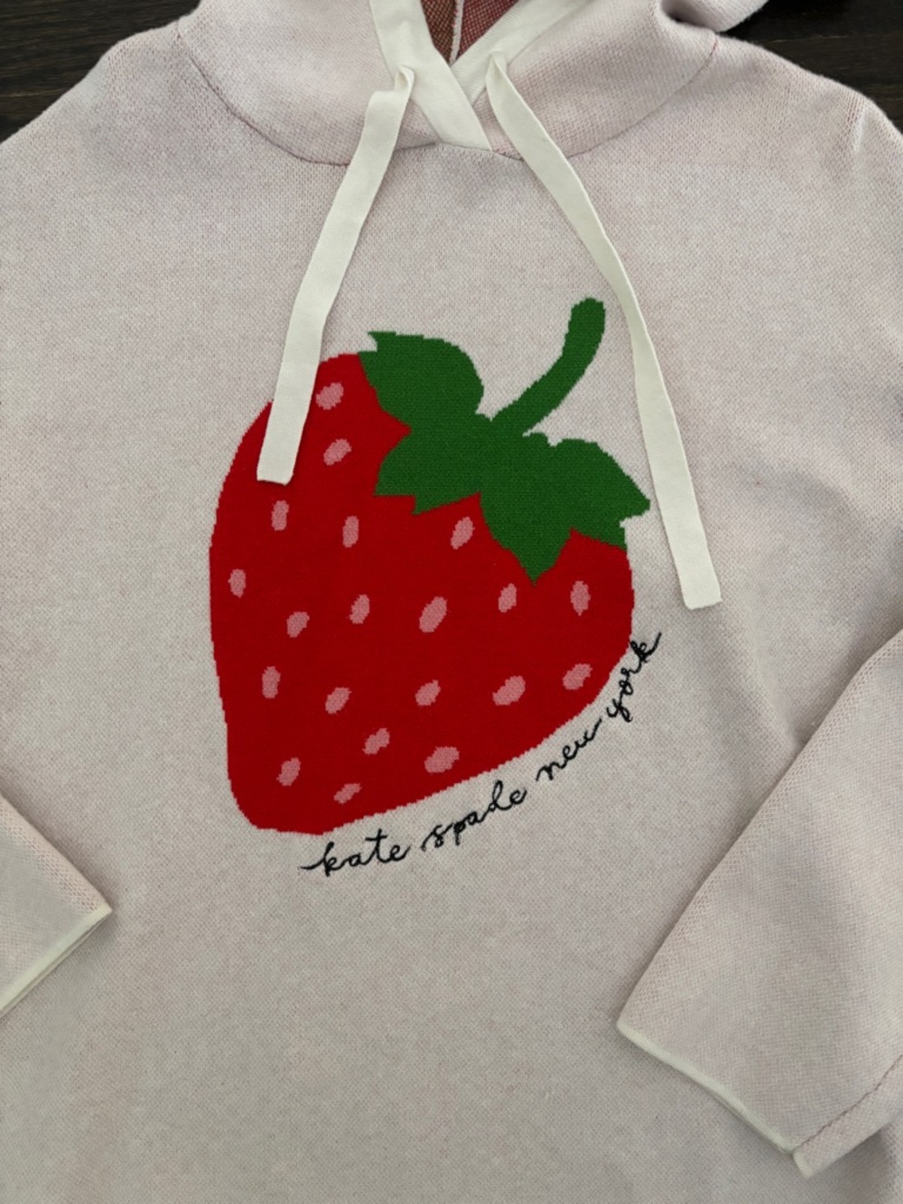 kate spade x Target Soft Pale Pink and Cream Hoodie with Strawberry in Size XS - Picture 3 of 5